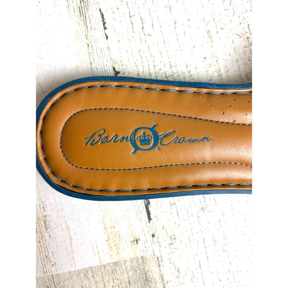 Born Crown Women’s 10 Blue Leather Floral Flat Slip-On Sandal Designer Shoe - Picture 8 of 8